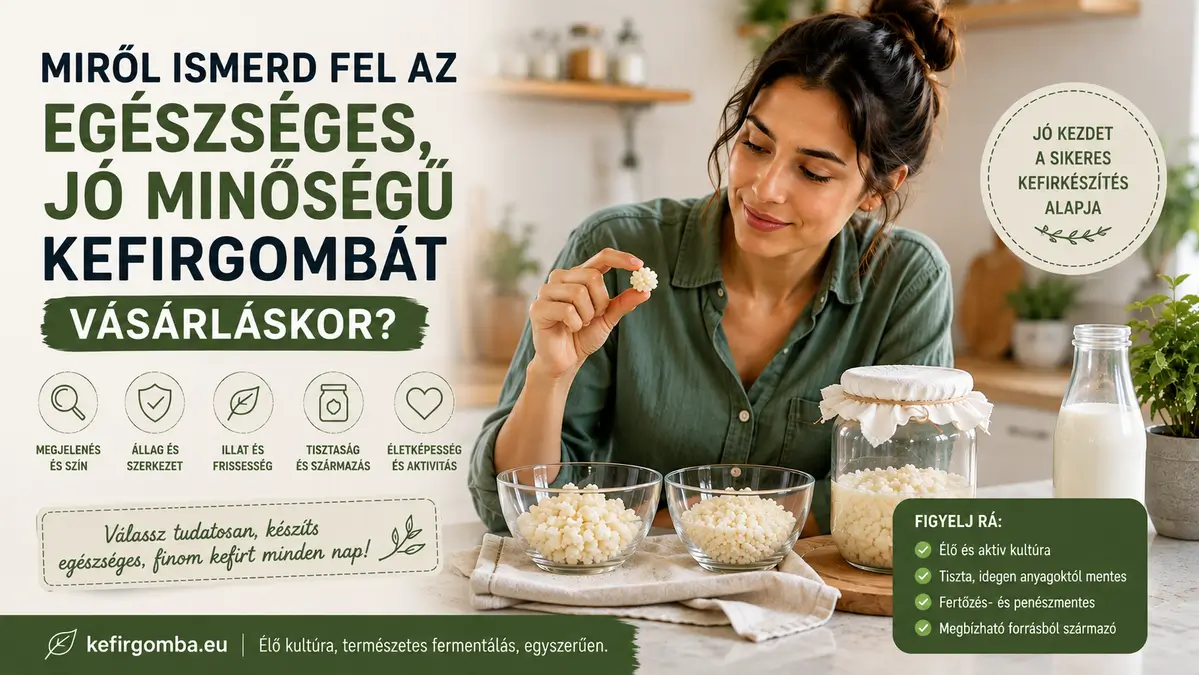 Egészséges, jó minőségű Tibeti kefirgomba felismerése vásárláskor, a kefirgomba állagát, megjelenését és életképességét bemutató kép