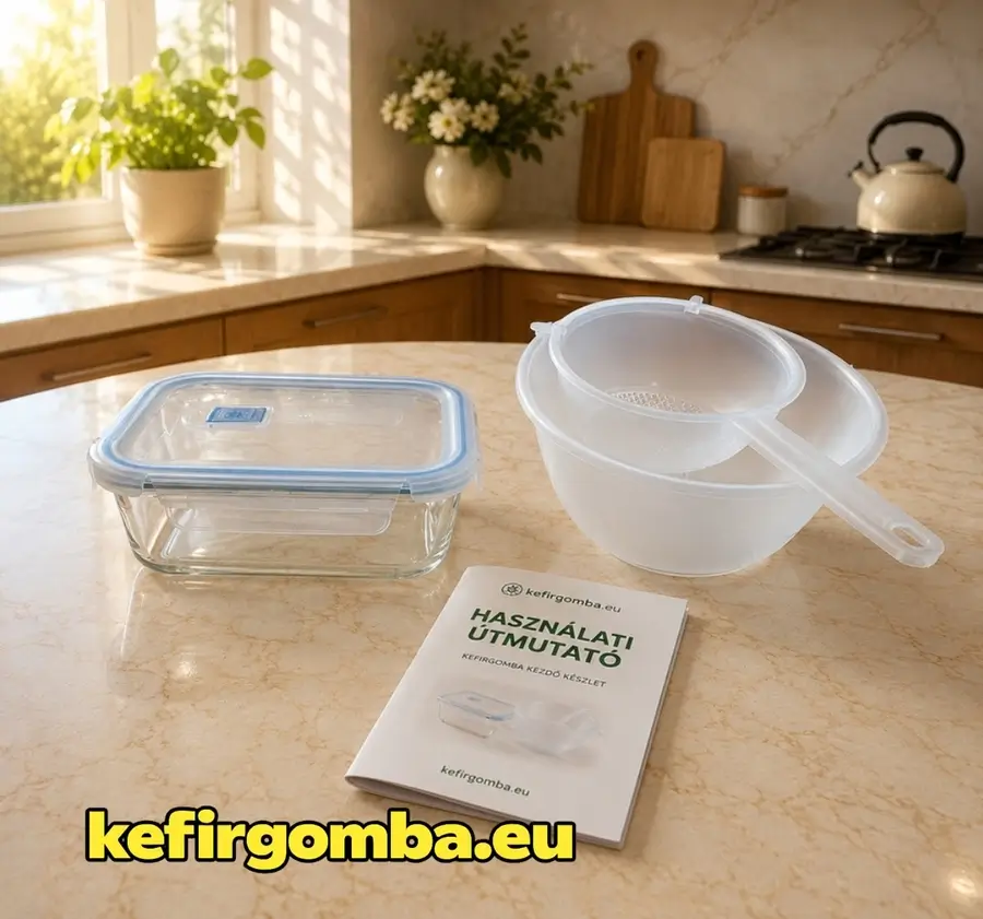 Kefírgomba kezdő készlet eszközök – üveg, szűrő, mazsola, citrom, cukor